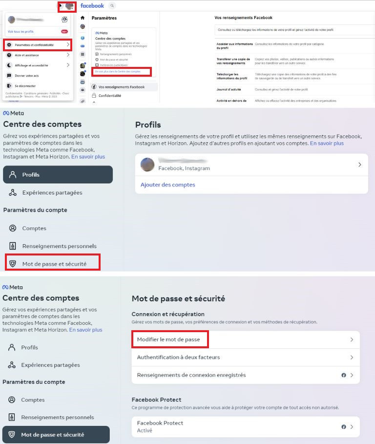 comment changer mot de passe facebook par ordinateur