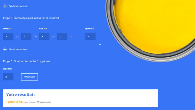 aper&ccedil;u outil estimation peinture eco-peinture