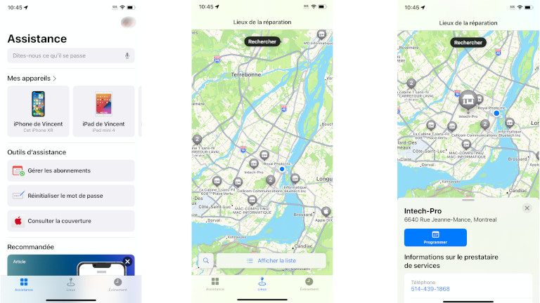 Voici comment trouver un réparateur agréé par Apple via l'application Assistance Apple. Trouver réparateur agréé Apple