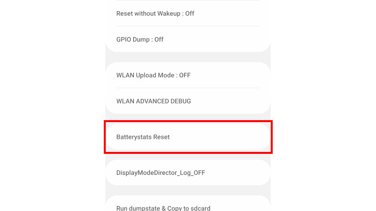 Batterystats Reset t&eacute;l&eacute;phone Samsung