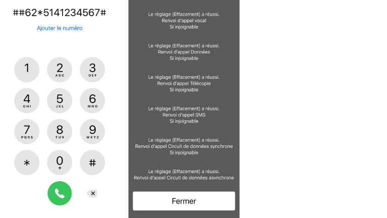 aper&ccedil;u comment d&eacute;sactiver renvoi d'appel