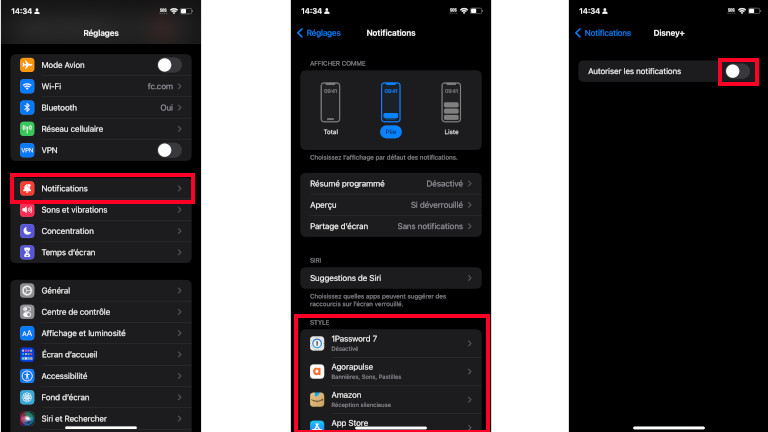 D&eacute;sactiver notification push