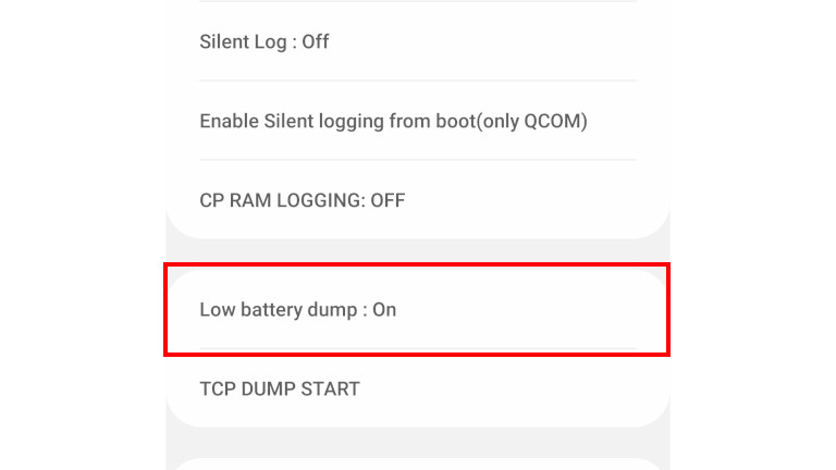Low Battery Dump téléphone Samsung