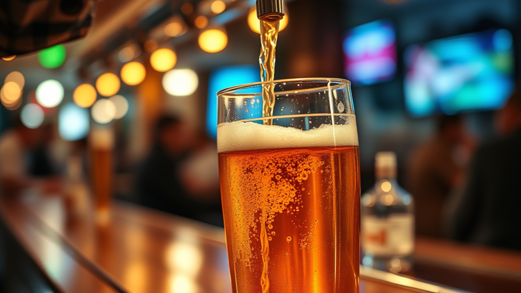 Un serveur remplit un verre de bière.