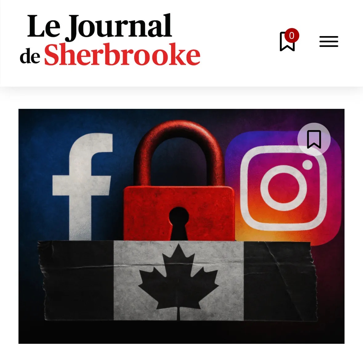 Capture d'écran du site web du Journal de Sherbrooke.