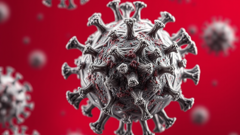 gros plan sur un virus de la rougeole