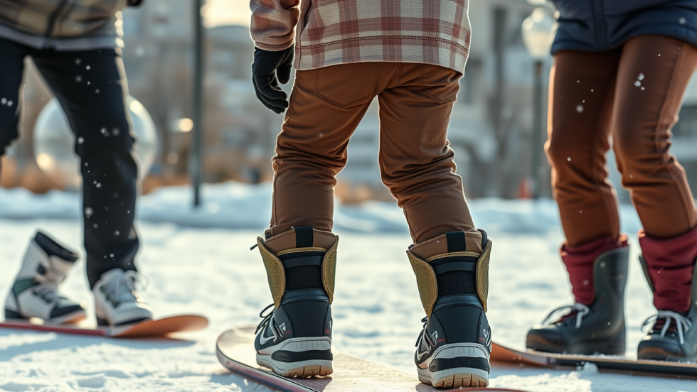 Des jeunes apprennent le snowboard dans un parc.