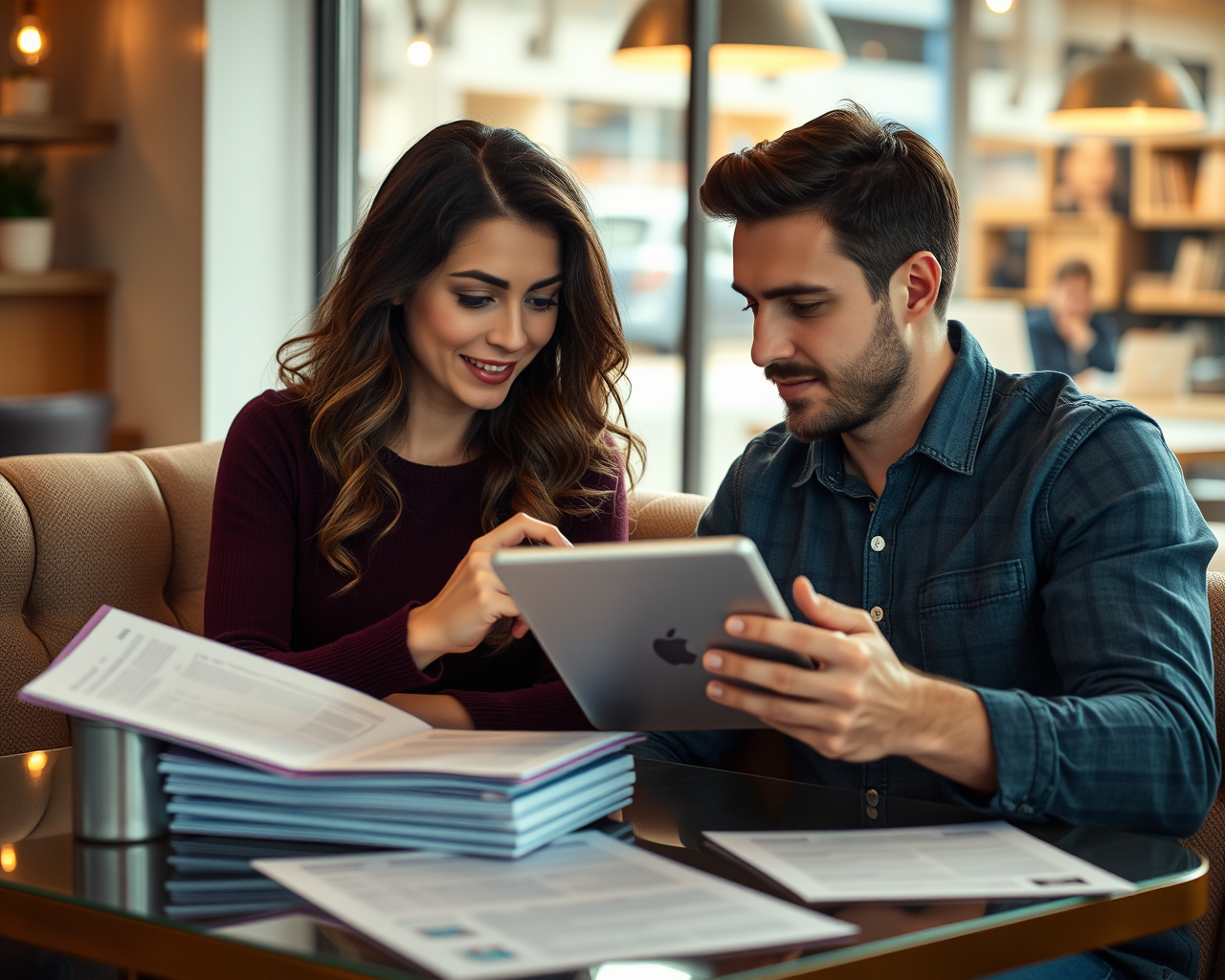 Un couple consulte leurs documents financiers.