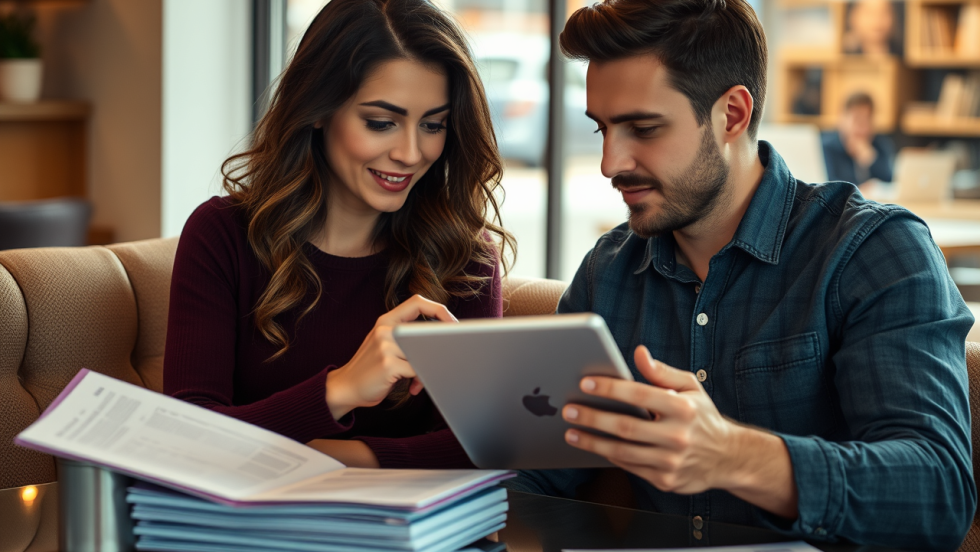 Un couple consulte leurs documents financiers.