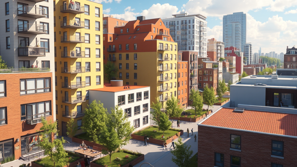 Image générée par l'intelligence artificielle montrant des édifices à logement à Montréal.