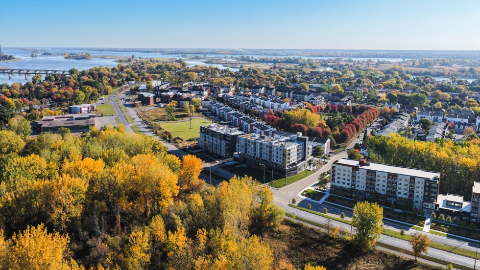 Vue aérienne du projet Milebrook, dans Pointe-aux-Trembles.