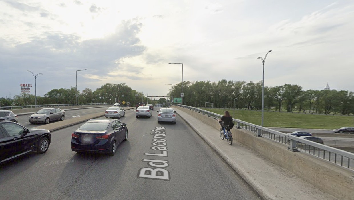 Capture d'écran de Google Maps montrant le viaduc Lacordaire au-dessus de l'autoroute 40.