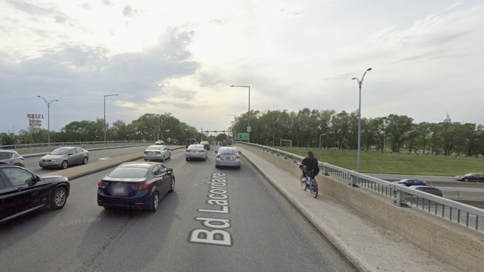Capture d'écran de Google Maps montrant le viaduc Lacordaire au-dessus de l'autoroute 40.