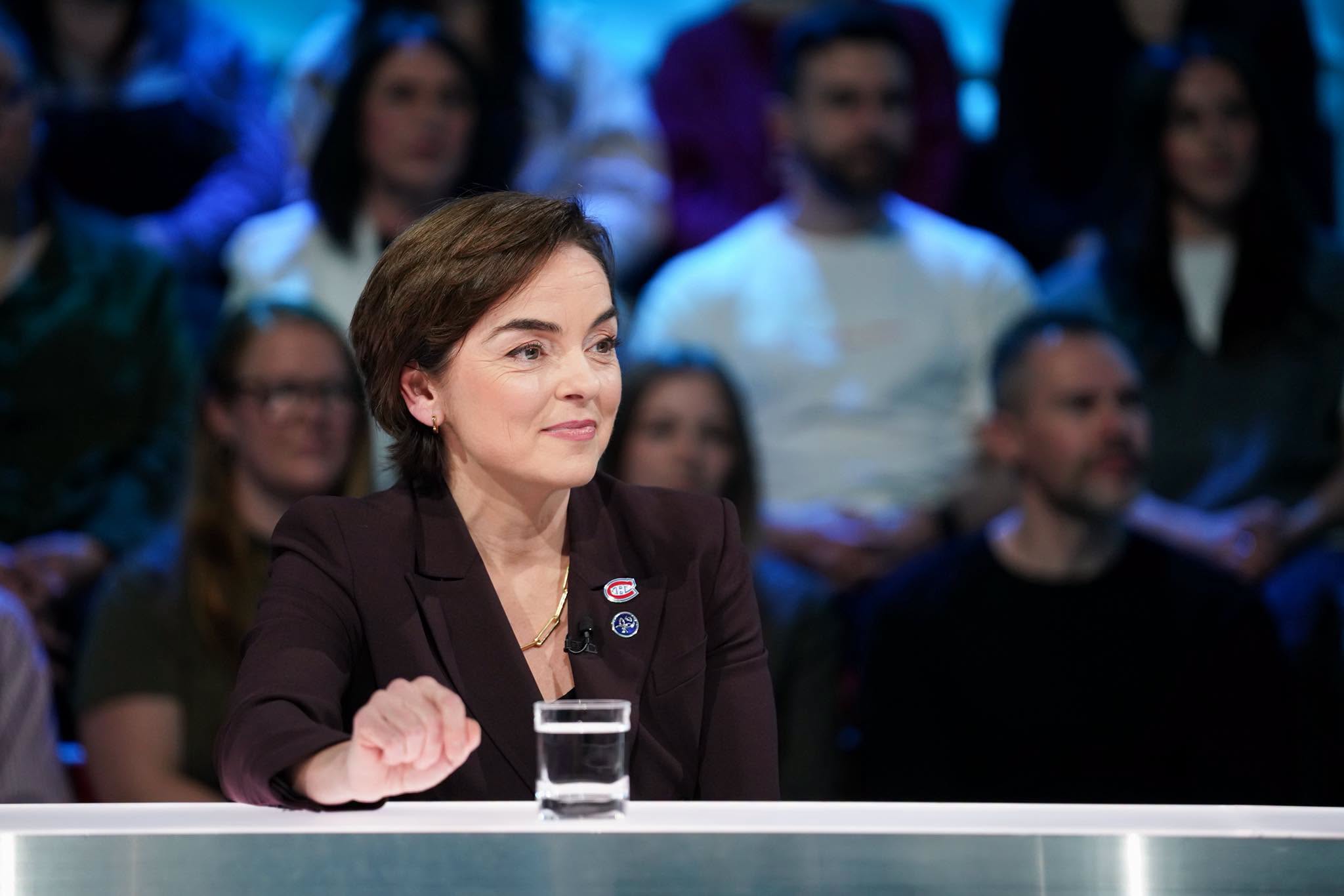 Christine Fréchette sur le plateau de TLMEP.