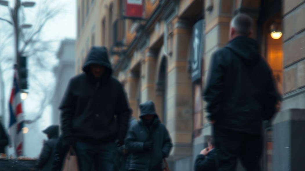 Image générée par l'intelligence artificielle montrant des itinérants dans un contexte urbain.