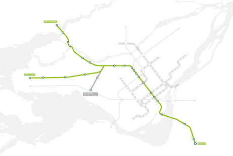 Carte du Réseau explicit  métropolitain (REM)