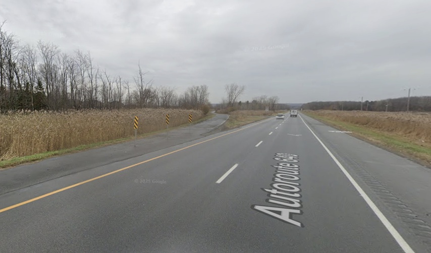 Capture d'écran de l'autoroute 640 Ouest à la hauteur de Sainte-Marthe-sur-le-Lac.
