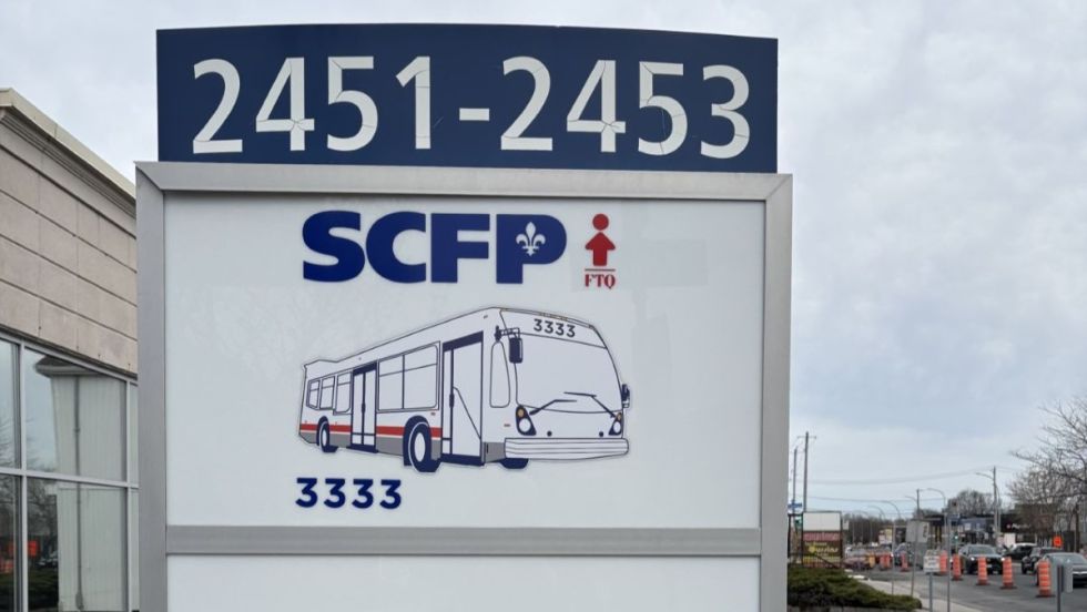Affiche du local du syndicat des chauffeurs d'autobus du RTL.