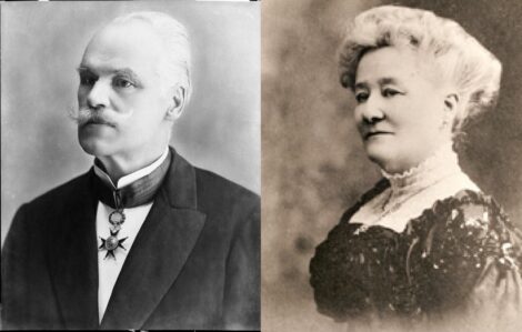 Montage affichant les photos de profil d'Alphonse Desjardins et sa conjointe Dorimène.