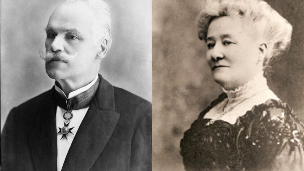 Montage affichant les photos de profil d'Alphonse Desjardins et sa conjointe Dorimène.