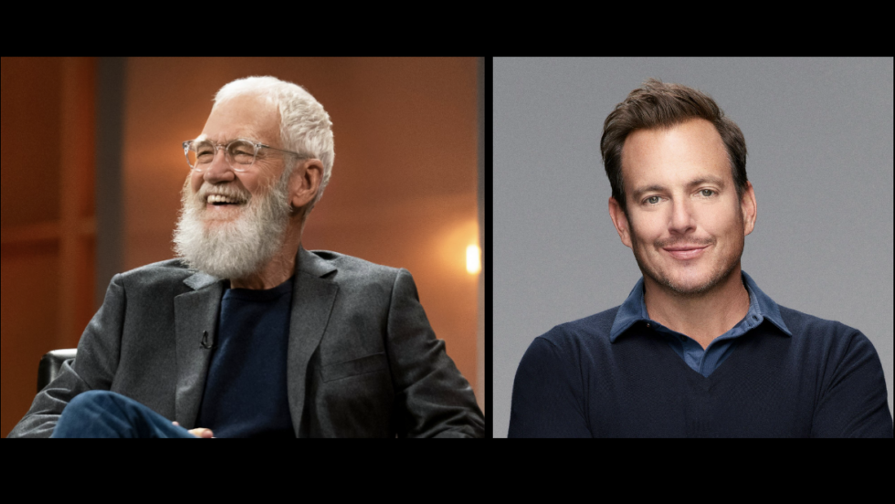 Montage affichant les photos de profil de David Letterman et Will Arnett.