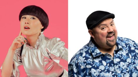 Montage avec les photos de profil des humoristes Atsuko Okatsuka et Gabriel Iglesias.