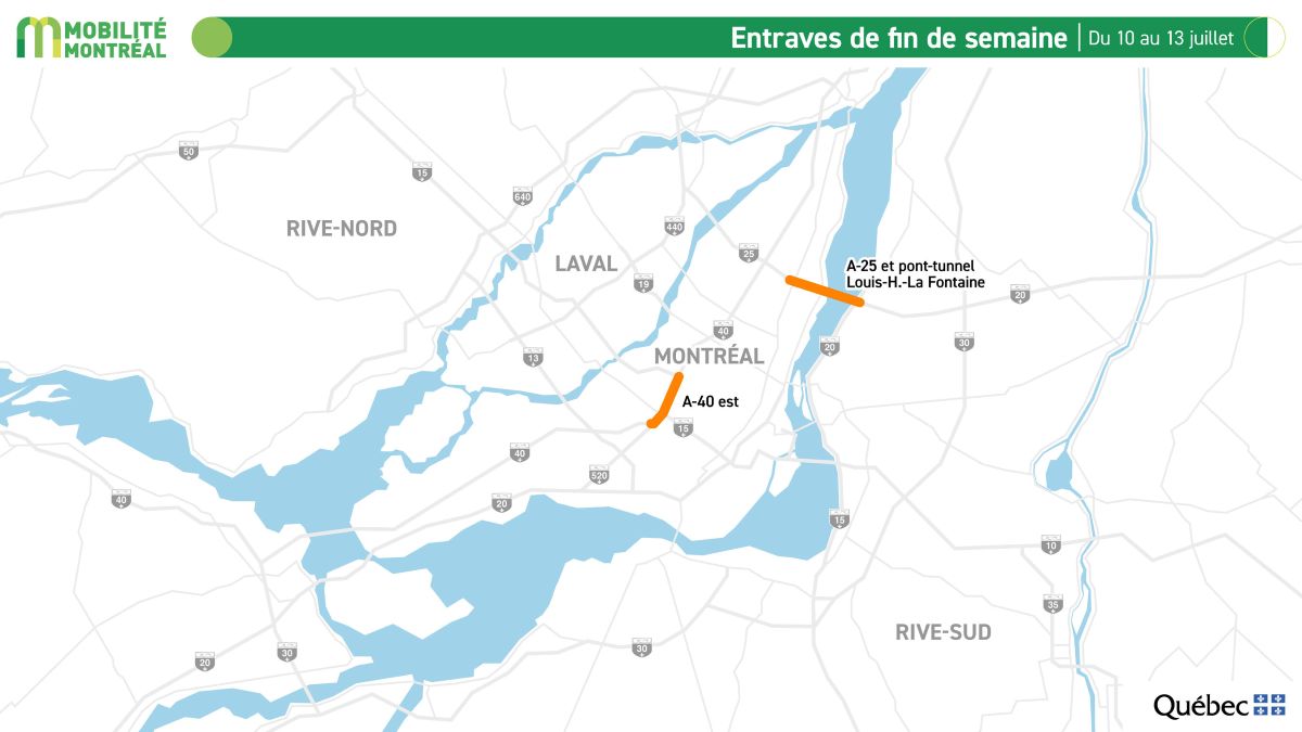 Tunnel, autoroute 40 et autres entraves majeures cette fin de semaine