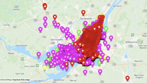 Capture d'&eacute;cran d'une carte montrant les endroits o&ugrave; les citoyens de Montr&eacute;al aimeraient ajouter ou enlever des pistes cyclables.
