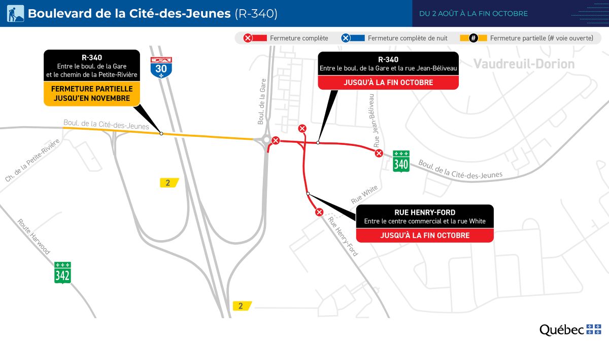 Fermeture complète de la route 340 à Vaudreuil-Dorion