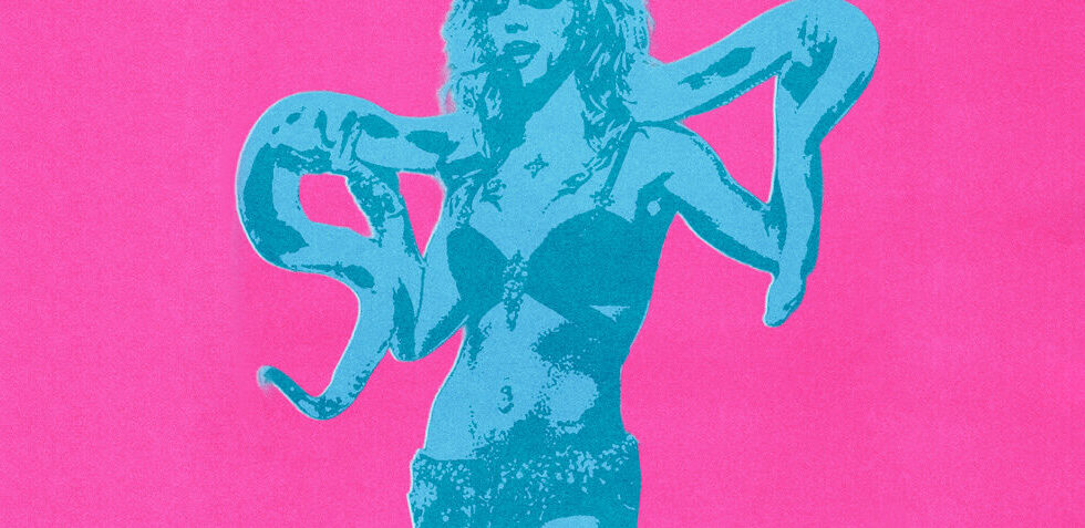 Affiche promotionnelle du BritneyFest montrant une version pixélisée de la célèbre image de la chanteuse portant un serpent.