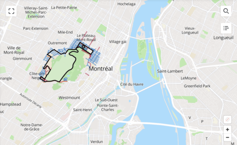 Carte montrant les fermetures de rue le 23 septembre 2026 dans le cadre des Championnats du Monde Route UCI.