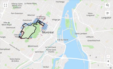 Carte montrant les fermetures de rue le 24 septembre 2026 dans le cadre des Championnats du Monde Route UCI.