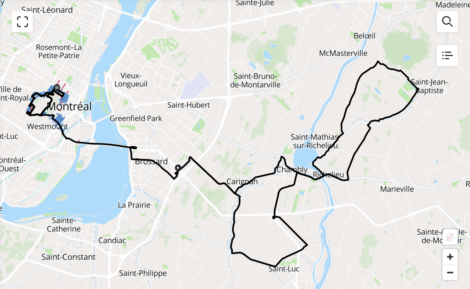 Carte montrant les fermetures de rue le 27 septembre 2026 dans le cadre des Championnats du Monde Route UCI.
