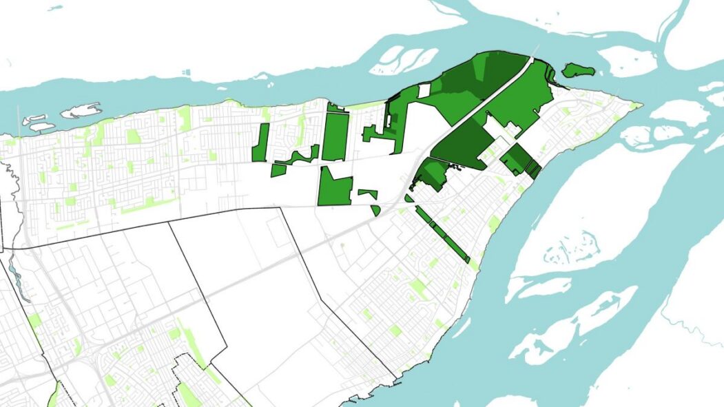Carte montrant le territoire visé par le projet de Grand Parc de l'Est.
