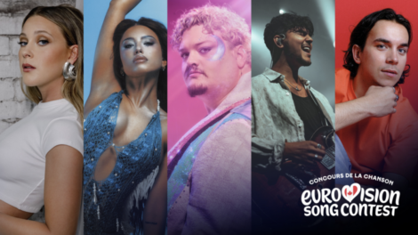 Montage des cinq finalistes du Canada pour le concours Eurovision.