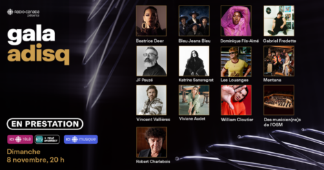 Montage affichant les artistes qui offriront des prestations lors du 48e Gala de l'Adisq.